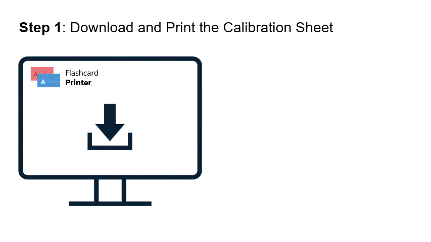 Animation: print a calibration test sheet, compare front and back alignment, then adjust offsets in the app and save a profile.